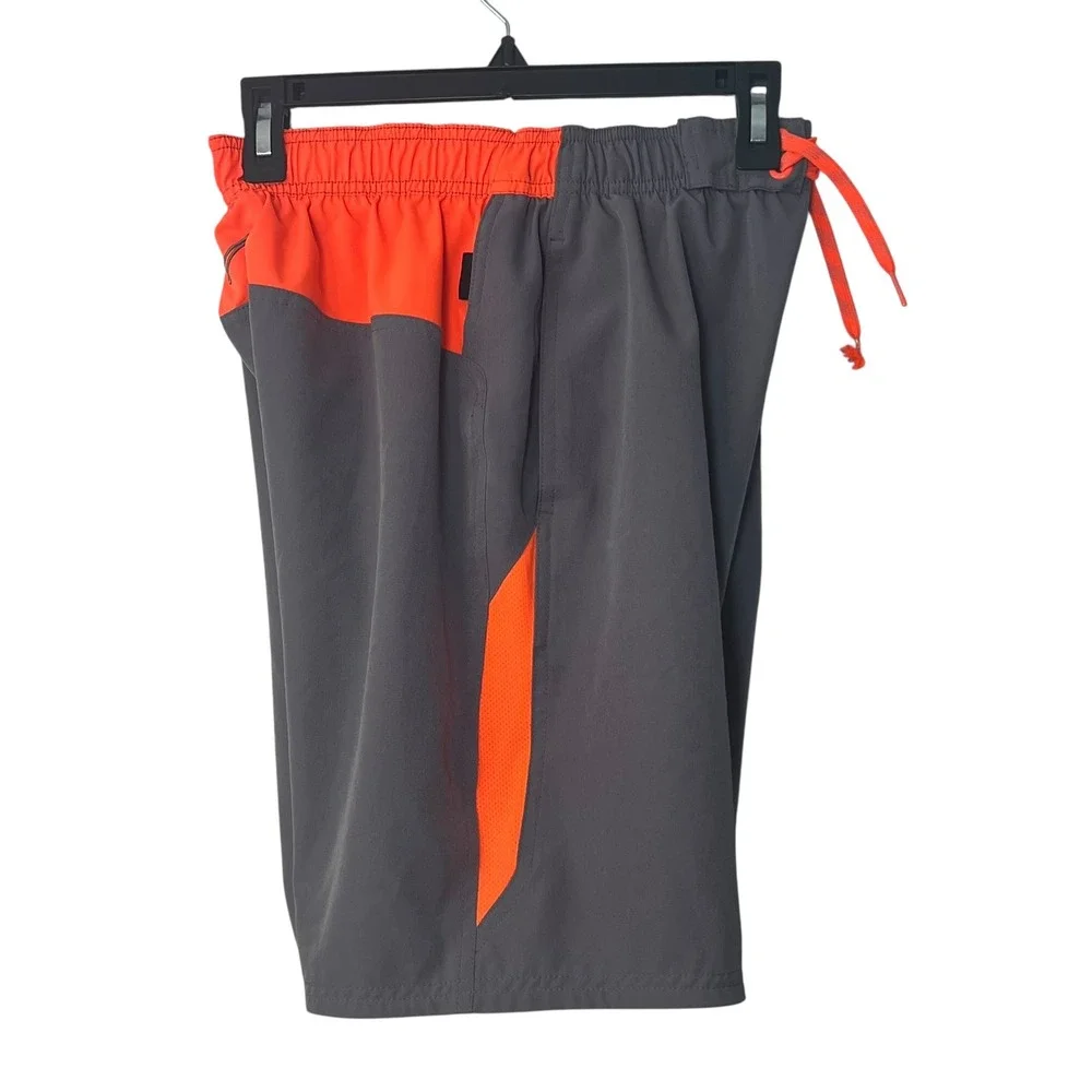 Nike Men's‎ Swim Trunks Gray & Orange Athletic Shorts Size Small